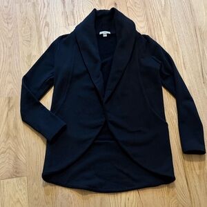 James Perse Cotton Black Shawl Collar Open Cardigan